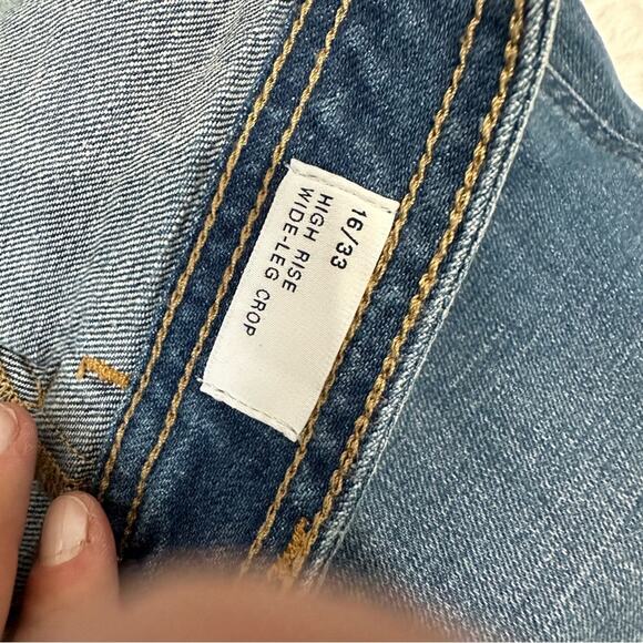 GAP high rise wide leg crop jeans blue denim size 16 33 plus - Picture 8 of 9